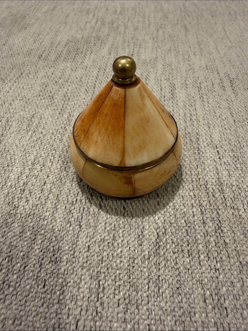 Ivory-Toned moroccan Decorative Trinket Box with Brass Accent